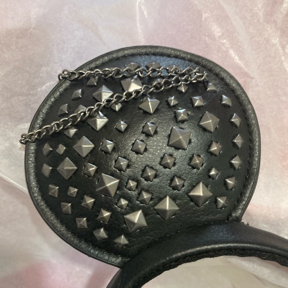 Mickey Ears in a Silver Black Hair Accessory  Studded Ears with hanging chain main image 8